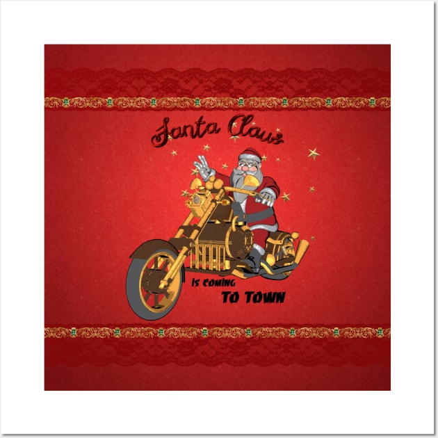 Santa Claus is coming on a motorcycle Wall Art by Nicky2342